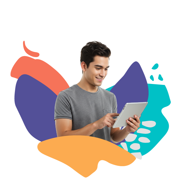 Hombre pidiendo la Asistencia de Qualia  Servicios